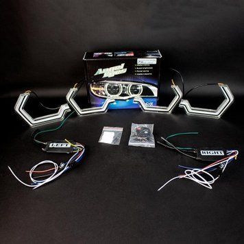 Ангельські очі BMW (E53,E70,F15,G05,F25,F26) CRYSTAL ICONIC2 (Білий+Золотий ДХВ) 5888 фото